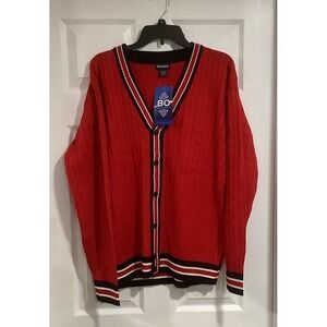 VINTAGE Blue Ocean  Sweater Mens  Large Red Cardigan Beautiful